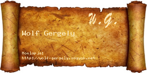 Wolf Gergely névjegykártya
